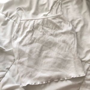 White Ribbed Crop Tank Top